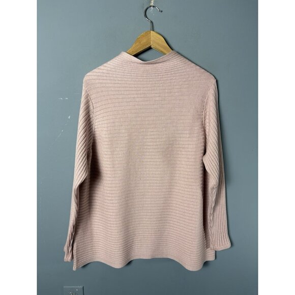 EILEEN FISHER Womens Plus Size 1X Light Pink Ribbed Merino Wool Pullover Sweater - Picture 4 of 6